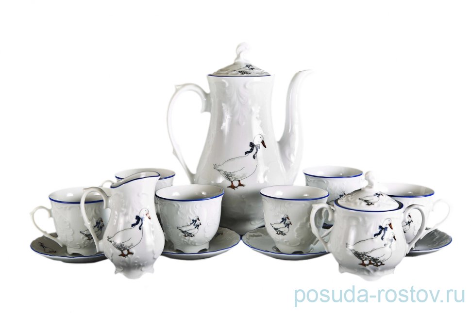 Кофейный сервиз на 6 персон 15 предметов "Рококо /Гуси" (170 мл) / 109893