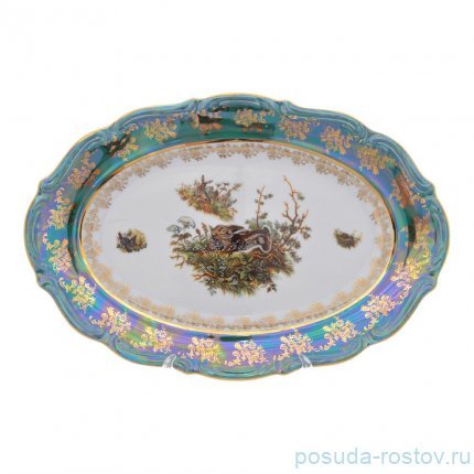 Блюдо 33 см овальное &quot;Мария-Тереза /Охота зеленая&quot; R-L / 277282