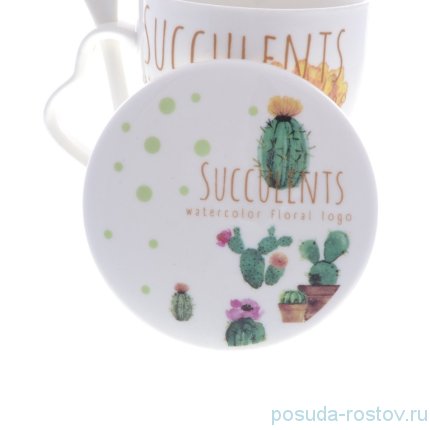 Кружка с крышкой и ложкой &quot;Succulents&quot; / 214673