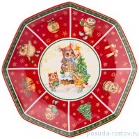 Блюдо 17 см красное &quot;Новогодняя сказка /Совы&quot; / 225171