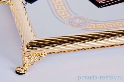 Поднос 50 х 37 см прямоугольный с ручками н/н &quot;Дания Голд&quot; нерж. сталь / 030287