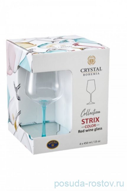 Бокалы для красного вина 450 мл 4 шт &quot;Strix /Дора /Голубая ножка&quot; / 362778