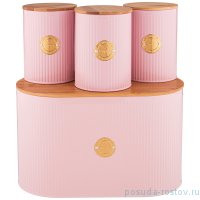 Хлебница 34 х 18 х 20 см + банки для сыпучих продуктов 11 х 11 х 15,5 см см 3 шт розовые &quot;Majesty&quot; / 252381