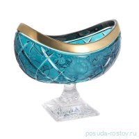 Ваза для фруктов 26 см н/н Ладья &quot;Роза /Золотой кант /Бирюза&quot; / 135833