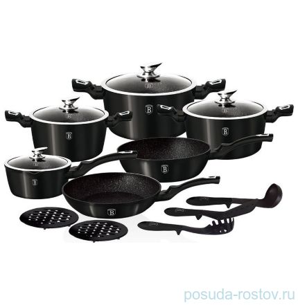 Набор посуды 15 предметов &quot;Metallic Line Royal Black Edition&quot; / 131653
