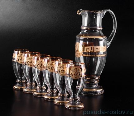 Набор для воды 7 предметов (кувшин 1,5 л + 6 стаканов) &quot;Медуза /Костка&quot; / 005054