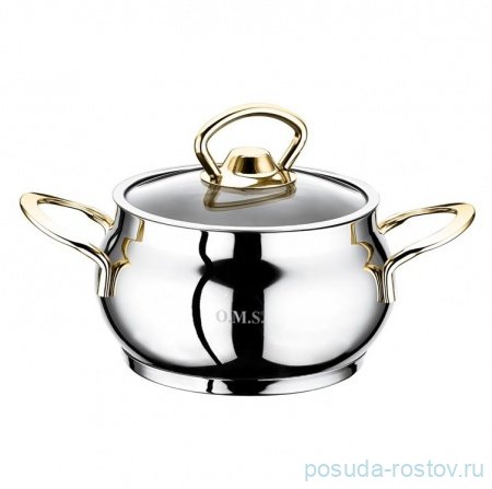 Кастрюля 12 х 6 см со стеклянной крышкой 600 мл "SINGLE COOKWARE /GOLD" / 284387
