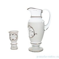 Набор для воды 7 предметов (кувшин + 6 стаканов) матово-белый &quot;Сетка /С золотом&quot; / 169666