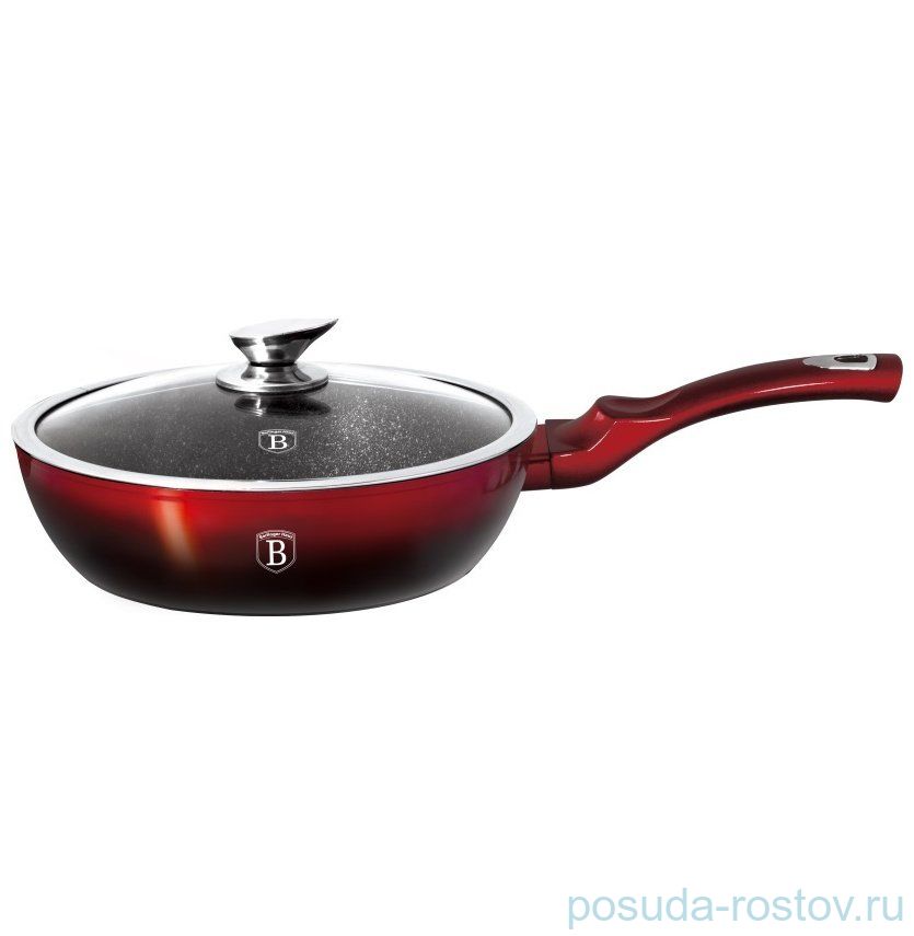 Сковорода 24 см с крышкой "Black-burgundy Metallic Line" / 127679