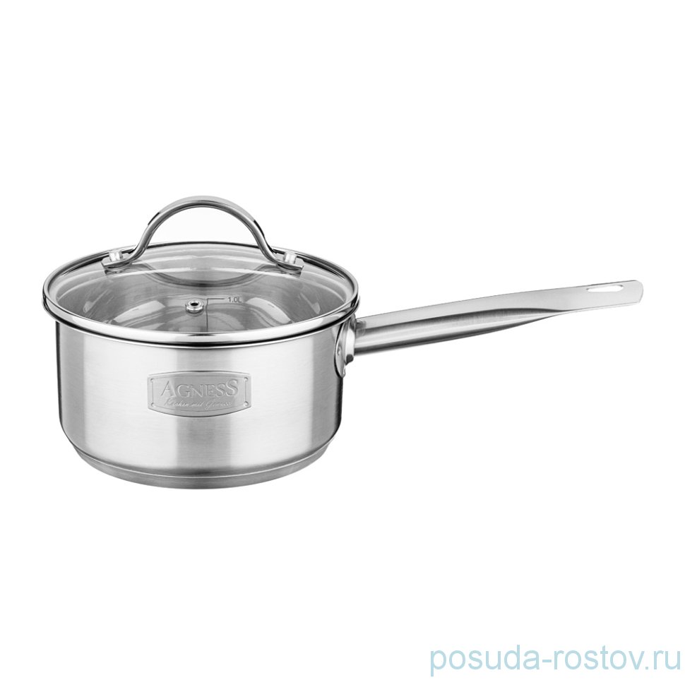 Ковш 14 х 7 см со стеклянной крышкой 1 л "CRAFT COLLECTION" / 213769