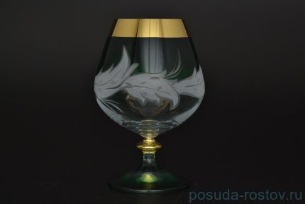 Бокалы для бренди 400 мл 6 шт &quot;Матовые листики /Золото на зелёном&quot; E-V / 017218