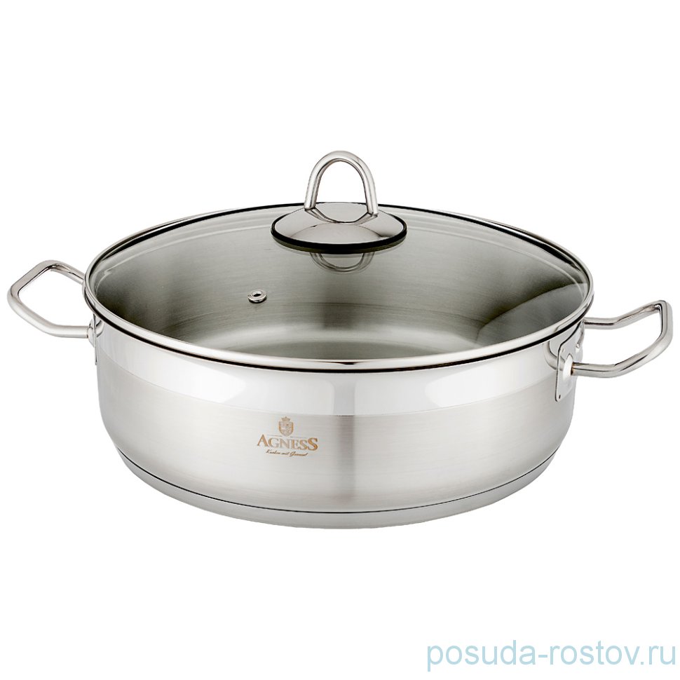 Сотейник 30 х 10 см с крышкой индукционное дно 7 л "Agness Professional" / 211312