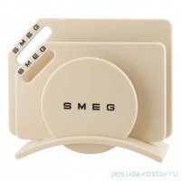 Набор разделочных досок 3 предмета на подставке бежевые Smeg / 349372