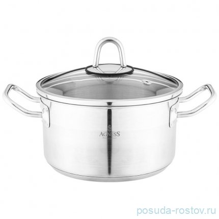 Кастрюля 18 x 10 см со стеклянной крышкой 2,3 л Agness / 339523