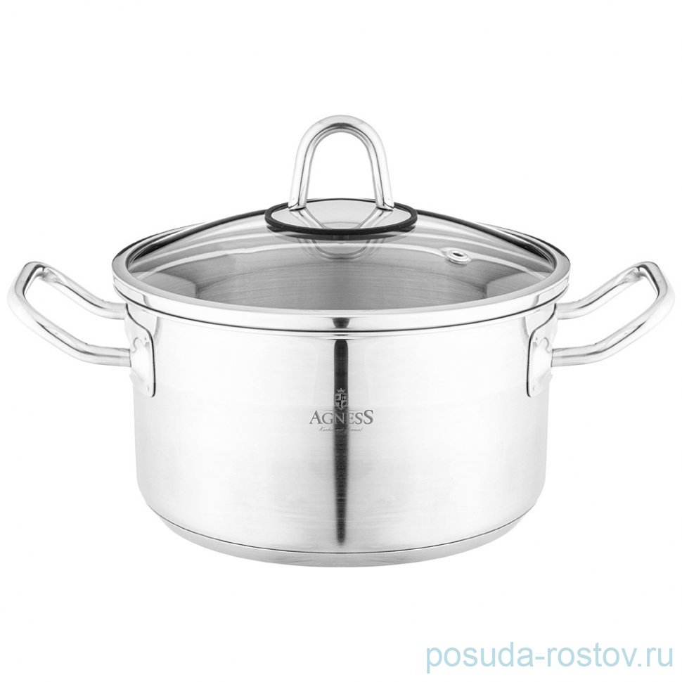 Кастрюля 18 x 10 см со стеклянной крышкой 2,3 л Agness / 339523