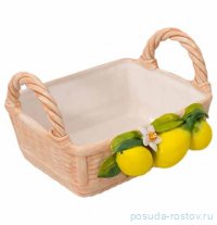 Корзина 27 см с ручками прямоугольная &quot;Лимоны&quot; / 340187