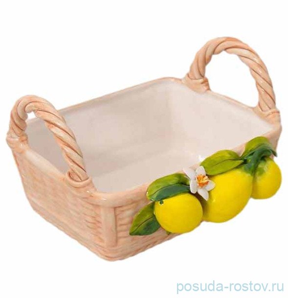 Корзина 27 см с ручками прямоугольная "Лимоны" / 340187