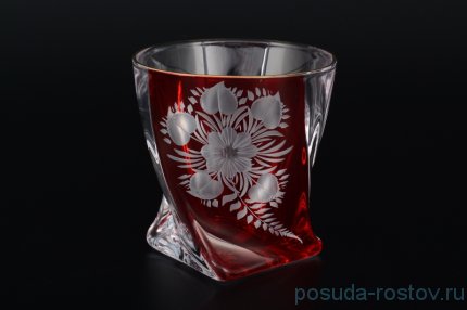 Стаканы для виски 340 мл 6 шт &quot;Квадро /Красный с цветочным узором&quot; / 098320