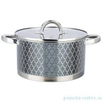 Кастрюля 22 х 12 см со стеклянной крышкой 4,6 л серая &quot;в сетку&quot; / 274020