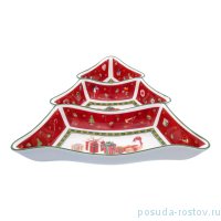 Менажница 24 х 24 см 3-х секционная Ёлка &quot;Christmas world /Bordo&quot; / 230095