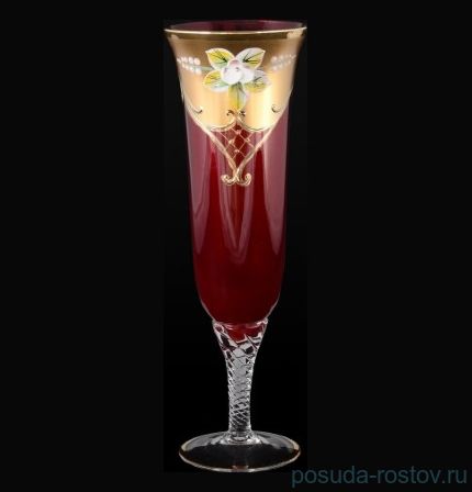 Бокалы для шампанского 190 мл 6 шт &quot;Лепка красная&quot; крученная ножка / 092527
