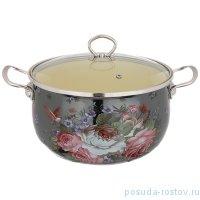 Кастрюля 6,8 л серая (24 х 15 см) /эмалированная /стеклянная крышка &quot;agness /роскошный сад&quot; / 195977