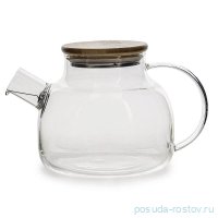 Заварочный чайник 1 л с бамбуковой крышкой фильтр в носике / 323678