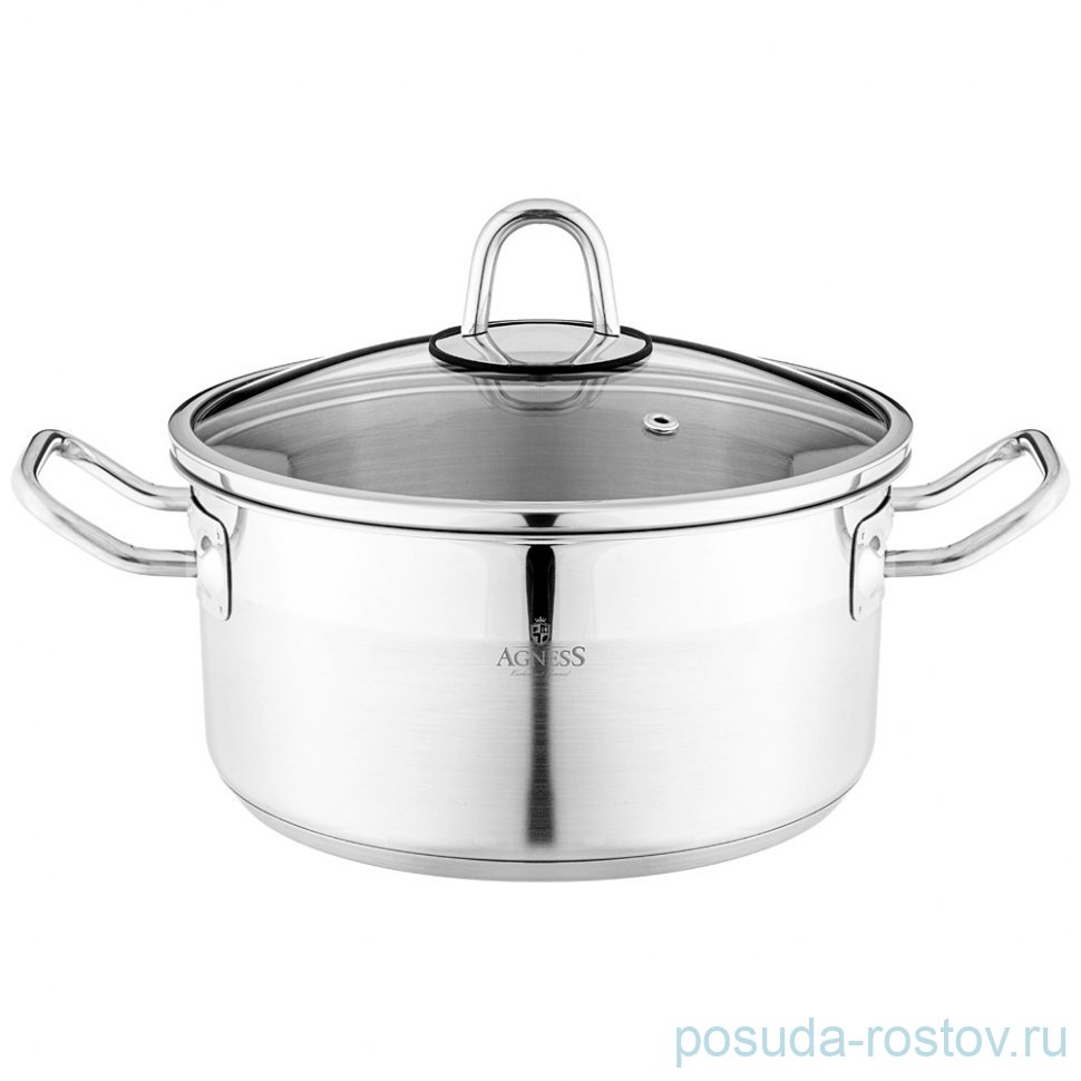 Кастрюля 20 x 10 см со стеклянной крышк 2,8 л agness / 339524