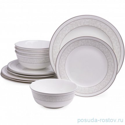Набор посуды на 4 перcоны 12 предметов &quot;Grey lace&quot; / 379178