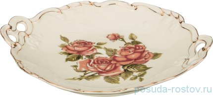Блюдо 28 х 25 х 5 см овальное с ручками &quot;Корейская роза&quot; / 186442