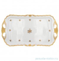 Поднос 45 х 25 см прямоугольный с ручками &quot;Корона /Золотая роза&quot; / 278806