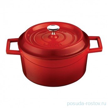 Кастрюля 20 см с крышкой литая чугунная 2,8 л &quot;LAVA /RED&quot; / 154604
