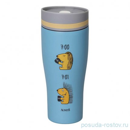 Термокружка agness ёж 360мл / 364274