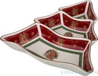 Менажница 25 х 24 х 5 см 3-х секционная красная &quot;Christmas Collection /Подарок&quot; / 192361