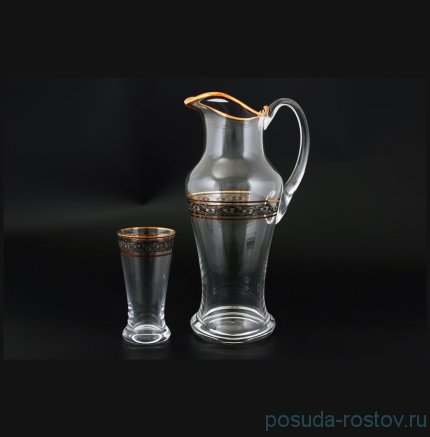 Набор для воды 7 предметов (кувшин + 6 стаканов) &quot;Иксовка /Цветочный узор на платине&quot; / 107861