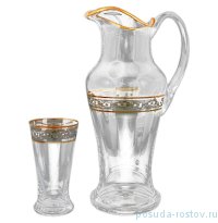 Набор для воды 7 предметов (кувшин + 6 стаканов) &quot;Иксовка /Цветочный узор на платине&quot; / 107861