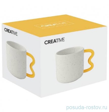 Кружка 350 мл бело-жёлтая &quot;Creative&quot; (подарочная упаковка) / 333798