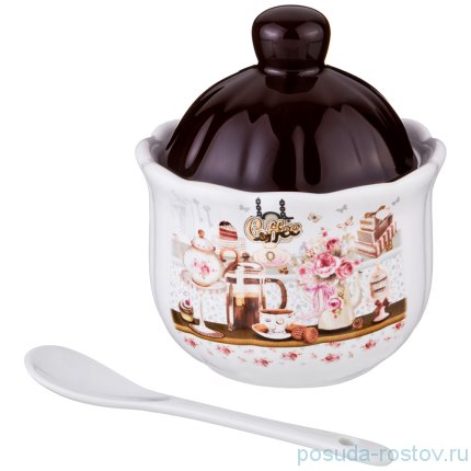 Сахарница 280 мл с ложкой 10 х 10 х 12 см &quot;coffee&quot; / 234416
