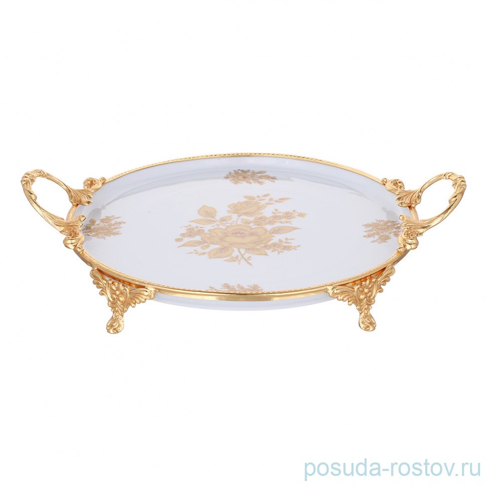 Блюдо 37 x 30 см круглое с бортом "Роза" / 333575