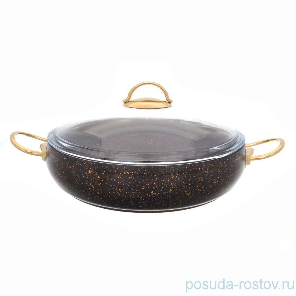 Жаровня 28 см с крышкой антипригарное покрытие чёрная "Leydi /Repast" / 236535