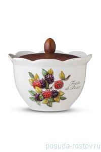 Банка для сыпучих продуктов 17,5 см с деревянной крышкой &quot;Artigianato ceramico /Лесные ягоды&quot; / 243552