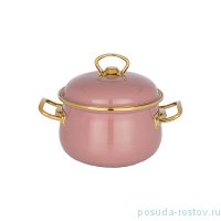 Кастрюля 16 х 11 см с крышкой эмалированная 2 л розовая &quot;Agness /Deluxe&quot; / 210690