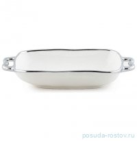 Блюдо 25 см с ручками глубокое прямоугольное &quot;Отводка платина&quot; / 335235