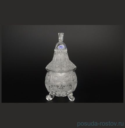 Ваза для конфет 20 см с крышкой на 3-х ножках &quot;Glasspo /Хрусталь резной&quot; / 049186