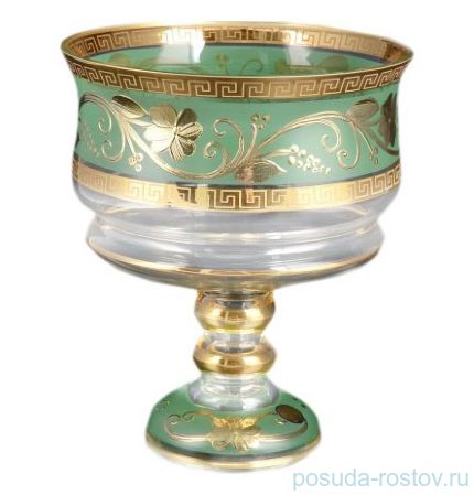 Конфетница 16 см н/н зеленая &quot;Лепка /Версаче /Золотой цветок&quot; / 099253