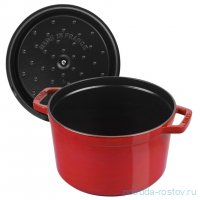 Кокот 24 см с крышкой высокий 4,7 л вишневый &quot;STAUB&quot; / 342589