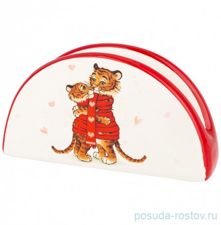 Салфетница 13,5 х 4 х 7 см &quot;Тигриные истории&quot; красная / 270088