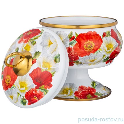 Сахарница 850 мл н/н эмалированная &quot;Agness /Маки&quot; / 256787