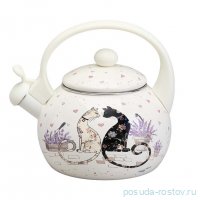 Чайник 2,2 л со свистком эмалированный &quot;Lavander cats&quot; / 368438