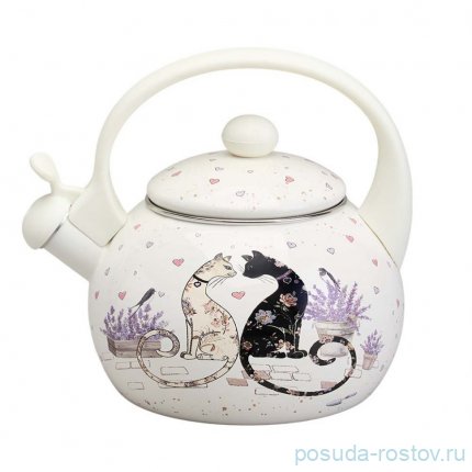 Чайник 2,2 л со свистком эмалированный &quot;Lavander cats&quot; / 368438